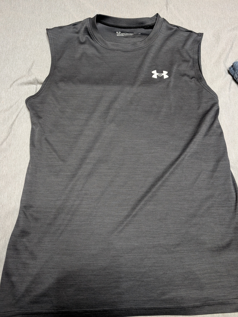 Under Armour Gray Sleeveless Athletic Tank Top with White Logo Size Large